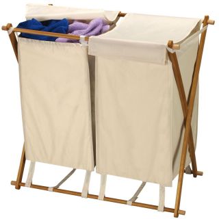   Household Essentials Folding Double Bag Laundry Clothes Hamper Basket