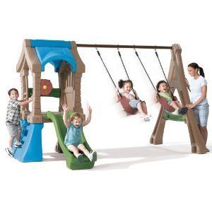 Kids Backyard Play Gym Treehouse Swing Set Slide Swings Outdoor 