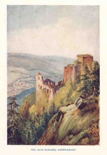 Germany Baden Baden Alte Schloss Vintage Print 1908