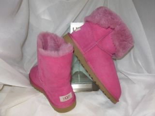 UGG Boots Bailey Button Fruit Punch Pink Girls Sz 2