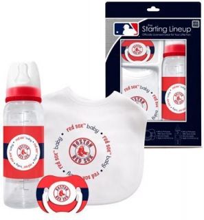 Boston Red Sox Infant Baby Fanatic Gift Set Bottle Bib Pacifier BPA 
