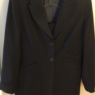 Suit With Skirt And Pants Navy Blue Excellent Condition 14 16