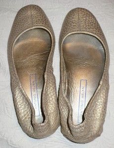 Ladies Well Worn Gold Leather Ballets Size 7