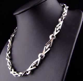   Sterling Solid Silver Triangle Links Baraka Mens Necklace Chain