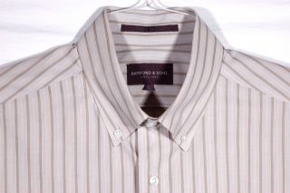 Bamford Sons England Striped Cotton Button Down Shirt Large Italy 
