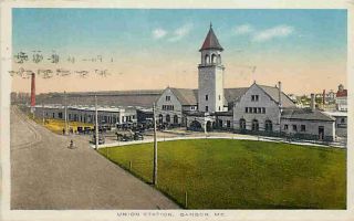 Bangor Maine Me 1915 Union Railroad Depot Vintage Postcard