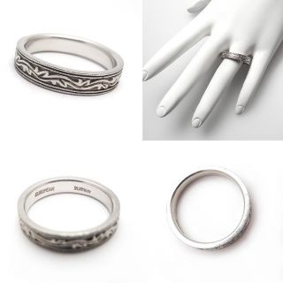 Estate Mens Jewelry Wedding Band Ring Ivy & Millgrain Platinum