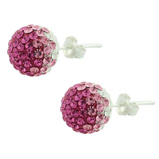 Pink and White Crystals Disco Bead Ball Stud Womens Earrings