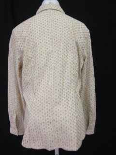 You are bidding on a BALLINGER GOLD Linen Gold Eyelet Button Down 