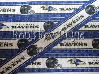 22mm Baltimore Ravens Grosgrain Printed Ribbon Choice of 1 5 or 10 