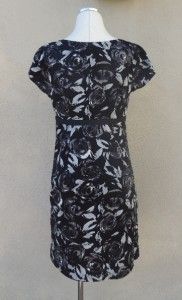 Ann Taylor Loft Black Gray Floral Print Classic Sheath Dress Sz 8 