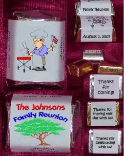 BBQ Family Reunion Party Personalized Candy Wrappers Party Favors 