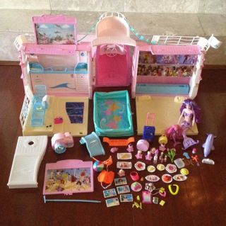 Mattel Barbie Cruise Party Ship. LOTS OF ACCESSORIES Plus 2 Mermaids 