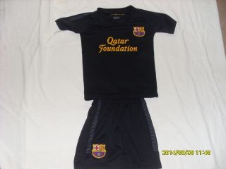 Barcelona Kids Football Jersey Away Messi at The Back