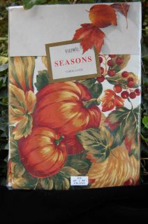 Bardwil Seasons Plentiful Harvest Tablecloth Fall Leaves Pumpkins 