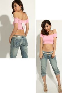 Sexy Womens Off Shoulder Midriff Baring Club Party T Shirt Hiphop Top 