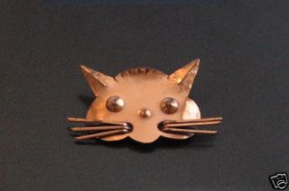 Mid Century Gret Barkin Copper Kitty Cat Brooch Pin