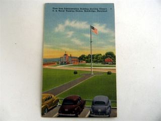 US Naval Training Station BAINBRIDGE MARYLAND MD LINEN Postcard Old 