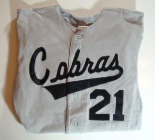 Vintage Southland Athletic Cobras Baseball Uniform Shirt Light Gray 21 