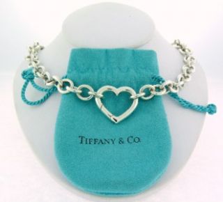 Genuine Tiffany & Co Sterling Silver Heart Clasp Link Necklace Limited 