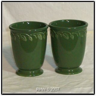LONGABERGER BASKETS POTTERY SET OF 2 AT HOME GREEN GARDEN VASES NEW IN 