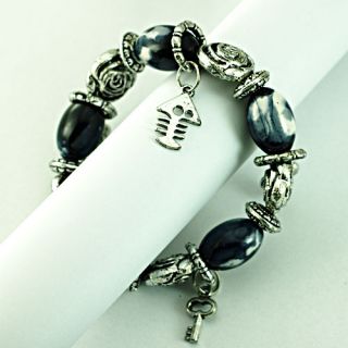   Lovely Stretch Elastic Shell Beads Dangle Bangle Bracelet