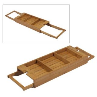 Lipper Bamboo Bath Tub Caddy Expandable Storage Rack