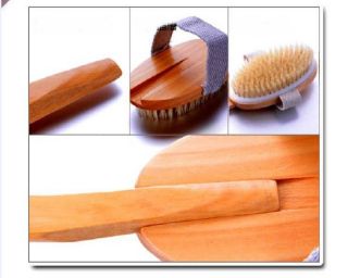 New Long Handle Natural Wood Bath Body Brush Brushes Back Spa