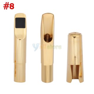 Bright Sound Gold Plated Tenor Saxophone Sax Metal Mouthpiece + Cap 