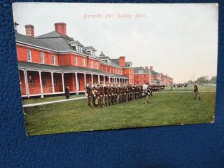 Fort Snelling Barracks. Great early color scene. Fine detail of the 