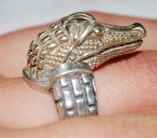 Authentic Barry Kieselstein Cord 14k Gold Alligator Ring with Sterling 
