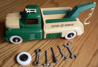 Vintage MARX CITIES SERVICE Toy Truck 1950s early 60s Green White 