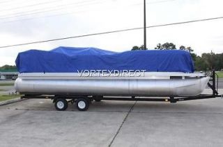 BLUE 20 FT / 20 Foot Ultra Pontoon Boat Cover w/Elastic Seam and Tie 