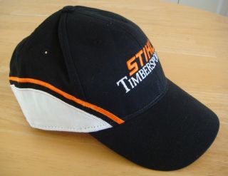 Stihl Timbersports Hat / Cap in Black and White with Orange Detailing