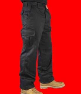Mens Black Cargo Combat Work Trousers Black Size 34 Inch Waist & Reg 