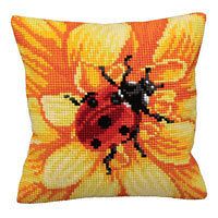 Collection DArt Gerbera & Bug Chunky Cross Stitch Kit Cushion Front 