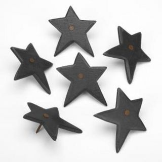 Black Primitive Country Decorative Large Wooden Star Nails Set of 6