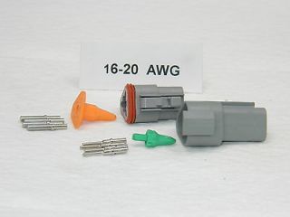 DEUTSCH GRAY 3 PIN DT CONNECTOR KIT 16 20 AWG NICKEL CONTACTS