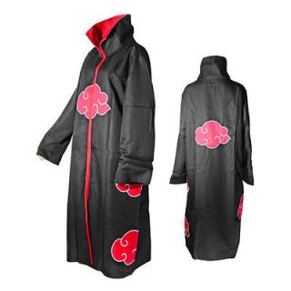 Naruto Shippuuden Akatsuki COSPLAY Costume 5 red clouds Cloak Black M 