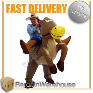 NEW ADULT UNISEX INFLATABLE COWBOY COWGIRL AND HORSE COSTUME FANCY 
