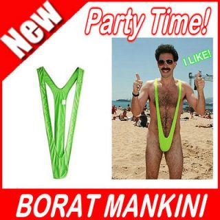 Mankini Borat Costume Thong Fancy Dress Up Party Green Sexy Swimsuit 