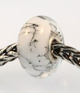 AUTHENTIC TROLLBEADS 61303 White Steel Glass Bead