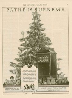1920 pathe is supreme phonograph christmas print ad time left
