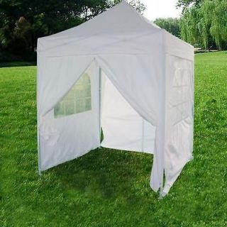 Easy Set Pop Up Party Tent Canopy Gazebo White W/ Rollered 