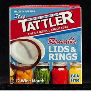 TATTLER Reusable WIDE MOUTH Canning Lids & Rubber Rings BPA FREE 