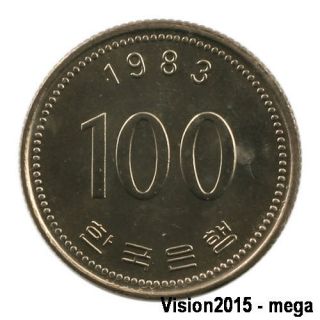 1983 south korea 100won coin unc yi sun shin 235