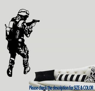 40 LARGE SOLDIER ARMY VINYL DECAL STICKER WALL MARINE CAMO SWAT