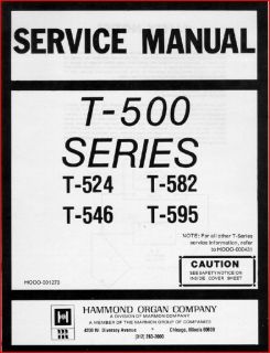 Service Manual for Hammond Organ T500 T 500 T 500 series on CD
