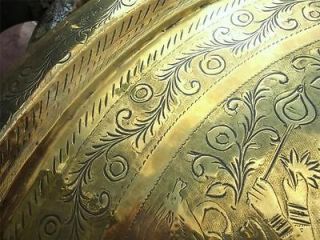 2ft 60cANTIQUE BRASS TRAY TABLE TOP INDIAN METAL FURNITURE MORADEBAD 
