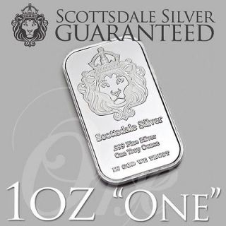 Newly listed 1 Troy Oz One Silver Bar by Scottsdale Silver .999 Pure